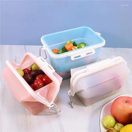 Silicone Silicone Folding Lunch Box Grade frisse koel koelkast opslag magnetron ovenverwarmingskom Bento Outdoor
