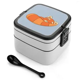 Boîte à Bento Panda rouge endormi, vaisselle, boîtes à déjeuner de Camping pour étudiants, boîtes à déjeuner, Animal de dessin animé mignon Kawaii Adorable