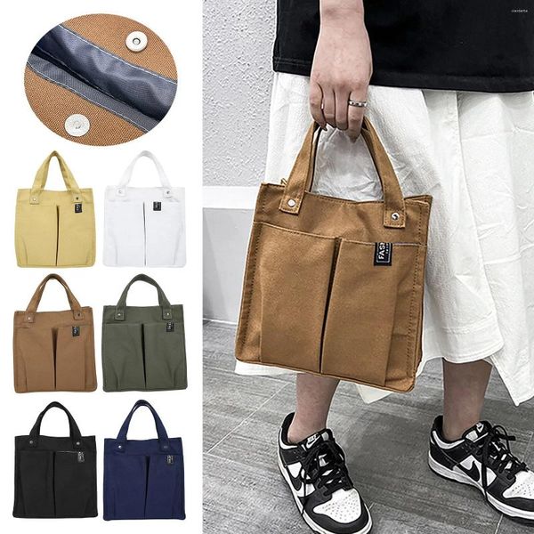 Vajilla de lona para primavera y verano, bolso de costura de Color sólido, fiambrera para estudiantes, bolsa Bento con múltiples bolsillos, práctica