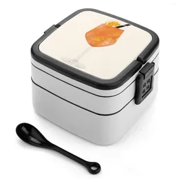 Stoviglie Spritz Print Bento Box Contenitore termico per pranzo 2 strati Cocktail salutare Bevande Aperitivo Happyhour