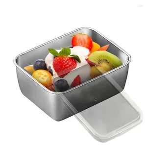 Vaisselle en acier inoxydable, boîte de rangement pour réfrigérateur avec couvercles anti-fuite, nouilles, plat de fruits pour pique-nique en plein air, Camping