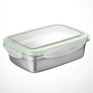 Boîte à déjeuner en acier inoxydable, vaisselle, bac à légumes scellé, récipient d'isolation thermique pour le bureau et la maison (vert 550ML)