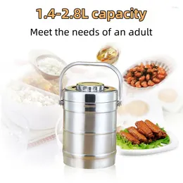 Dîner boîte à lunch en acier inoxydable pot à l'aspirateur double couche isolée grande capacité accessoires de cuisine chinois droits gadget