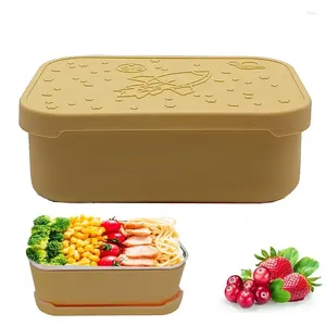 Dijkartikelen roestvrijstalen lunchbox met siliconen deksel en beschermende mouw dubbele compartimenten keukengadgets
