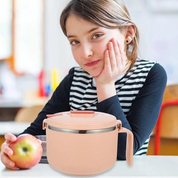 Vaisselle boîte à déjeuner en acier, bol Ramen amusant, bols à riz, cuiseur à micro-ondes, récipients à Bento instantanés, couvercles nouilles