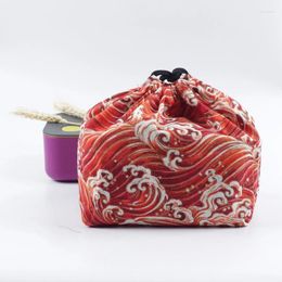 Vaisselle élégant cordon de rangement de voyage Portable Durable pochette fourre-tout Bento de haute qualité facile à nettoyer sac de boîte à déjeuner de Style japonais