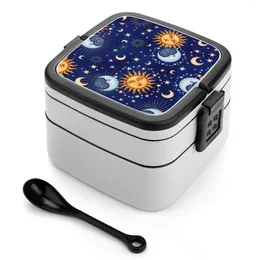 Dinware Sun and Moon Phone Case Bento Box School Kids Lunch rechthoekige lekvrije container Sunandmoon Celestial Stars