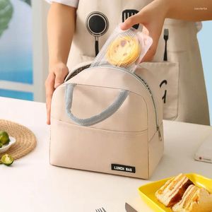 Vaisselle sac isotherme thermique boîte à déjeuner sacs pour femmes Portable réfrigérateur fourre-tout refroidisseur sacs à main couleur unie travail