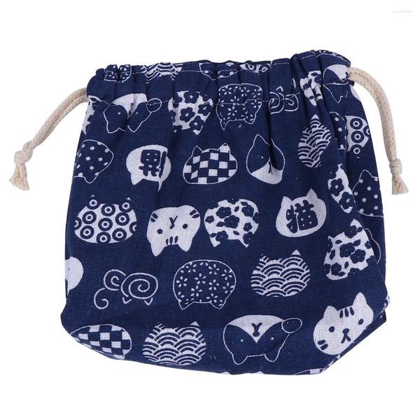 Vaisselle épaissie boîte à déjeuner sac Style japonais cordon avec coton et Portable enfants voyage vaisselle stockage