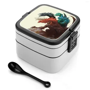 Servies Tiamat Bento Box Student Camping Lunch Diner Boxen Dnd en Dragon D Fantasy D20 Rpg Mythologie Dobbelstenen Godin