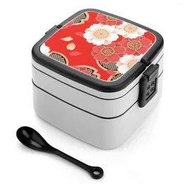 Servies Vintage Japanse Bruiloft Kimono Patroon Dubbellaags Bento Box Salade Draagbare Picknick Fijn