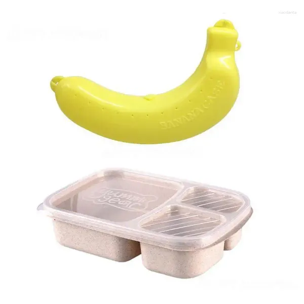 Boîte à couverts en blé, vaisselle permettant de gagner de l'espace, stockage de bananes, Division de fruits, fournitures de Bar de cuisine, voyage