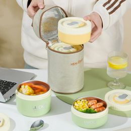 DININGWARE Worthbuy 304 Roestvrij staal afgesloten thermische bento lunchbox set magnetron veilige draagbare anti -brandende fruitsaladecontainer