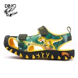 Dino T-Rex Summer Sandals 3-7Y Boys Little Kids Leer gesloten teen Fashion Children Outdoor Sports Beach schoenen Anti-slip 240416