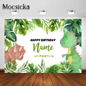 Dinosaurus achtergrond voor verjaardagsfeestje Fotoshoot kinderen verjaardagsdecor groen plant schattige dinosaurusfotografie achtergrond