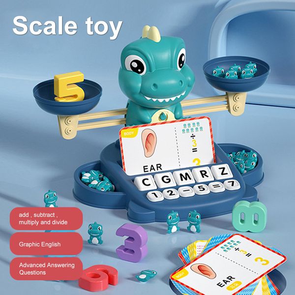 Jouet d'équilibrage de dinosaure jouets Montessori d'illumination des mathématiques avec carte de jeu jouet précoce préscolaire pour les tout-petits de 3 ans et plus