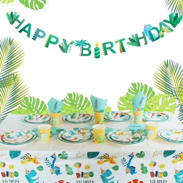 Dinosaur Birthday Party Supplies Disposable Table Varelle tasse Cake Topper Kids Favors Ballons Birthday Party Decorations