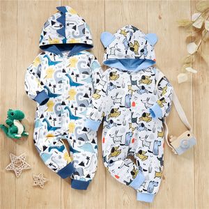 Dinosaur Children 'Clothing Rompers Baby Baby Boys Garards Girls Cartoon Imprimé Sweat à sweat à saut à saut 2pcs Ensembles Kids Casual Tracksuit Costume