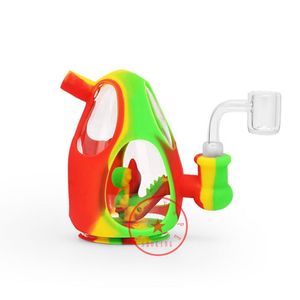 Style D'oeuf De Dinosaure Coloré Silicone Bong Pipes Kit Narguilé Waterpipe Bubbler Huile Rigs Filtre Bol Portable Herbe Sèche Tabac Porte-Cigarette Fumer Handpipes DHL