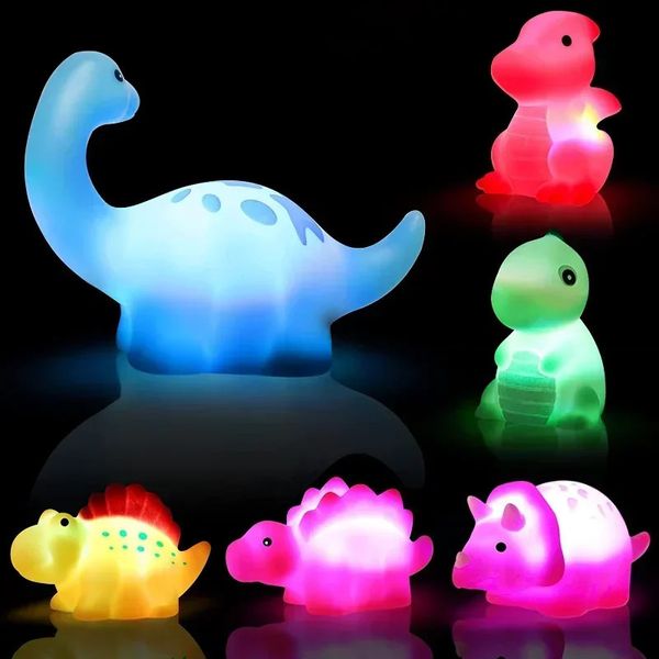Dinosaure émail dessin animé animal bébé lumineux flottant jouets de bain ensemble garçons filles 6 mois enfants préscolaire baignoire salle de bain jouet 240228