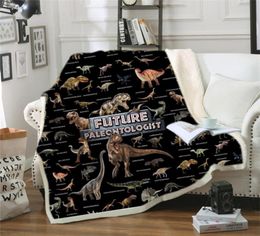 Manta familiar de dinosaurios para niños, manta de felpa Jurásica de microfibra de dibujos animados, manta de Sherpa en la cama, sofá, ropa de cama para niños B1000 LJ2008197647635