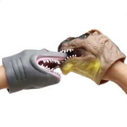 Dinosaur Hand Puppet Hand Finger Toys Toys Educational Baby Suministes Baby Rubber Animal Head Toy Teaching Accessory 240328