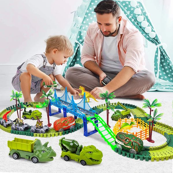 Dinosaur Magic Climbing Track Toys Train Flexible Playset Playset Dinosaurs Engineering Toys Race Car Toys For Old Boy Girls 240329