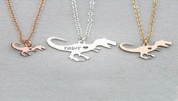 Collier dinosaure tyrannosaure, bijoux jurassique, breloque effrayante, colliers Dino, tous les mots peuvent être personnalisés YP603472977103668186