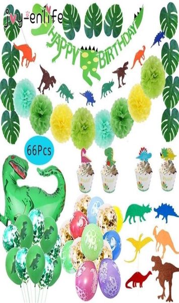 Fournitures de fête de dinosaure Décorations à thème de fête Little Dino Ensemble de ballons bannière pour enfants garçon 1er anniversaire fête bébé douche décor 21364887