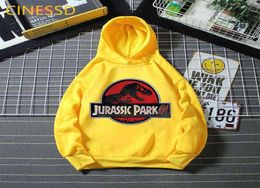 Dinosaurusprint Jurassic Park Hoodies Jongens Kleding Cap Sweatshirts Winter Plus Fluwelen Kids Top Meisjes Sport Outfit Kinderen Jas G103144149