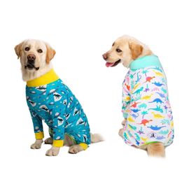 Dinosaurus gedrukt hond jumpsuit voor honden meisje / jongen medium grote hond pyjama hondenkleding kostuum kleding shirt Honden Kleding LJ201130