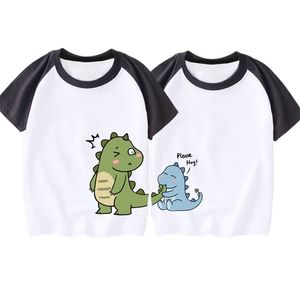 Dinosaure Impression Couple T-shirts Famille Correspondant Vêtements Coton Doux Confortable Manches Courtes Top Tee Famille Tenues 220531