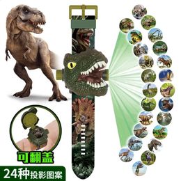 Projection de dinosaures enfants regarder LED montres numériques électroniques enfants jouets tyrannosaure Rex Triceratops pour bébé cadeau 240131