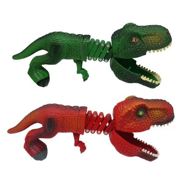 Juguete telescópico de tiburón dinosaurio, manipulador de resorte, abrazadera, truco, juguetes para niños, venta al por mayor