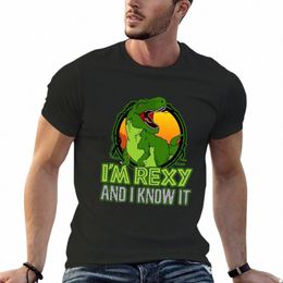 Dinosaure t-rex drôle je suis Rexy et je le sais T-Shirt chemises t-shirts graphiques haut d'été plaine mignon hauts hommes T-Shirt graphique n5X1 #
