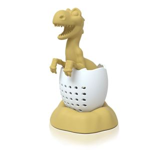 Dinosaurus Thee Infusers met Lekbak Siliconen Losse Blad Brouwen Steeper Leuke Dieren Zeef Kruid Lek Filter Theewaar