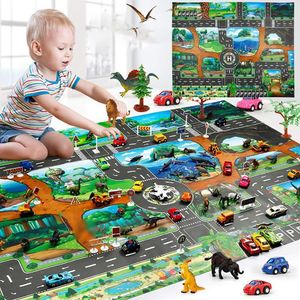 Dinosaur Traffic Road Kids Baby Crawling Play Mat Kids Game Floor Carpet Pad World Transport Map Pattern Design dropshipping puzzlematte