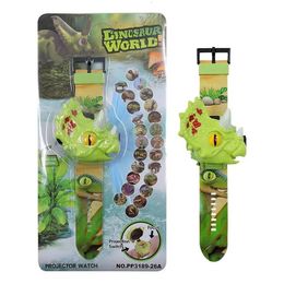 Dinosaur Watch Flashlight Projecteur Toys Kids Electronic Dinosaur Watch with 24 Pattern Pattern Torch Torch Educational Toys 240506