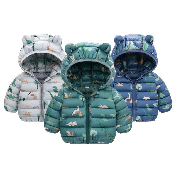 Dinosaure hiver garçons veste garder au chaud princesse manteau à capuche fermeture éclair vêtements de bébé cadeau d'anniversaire 1 2 3 4 5 ans vêtements pour enfants 231220