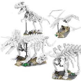 Kid Dinosaur Toy Block Jurassic Park Luminous Skeleton Model Kit Jurassic World Mini Particle Lepin Brick Christmas Gift Dinosaur Toy For Boy Dinosaur Build Block