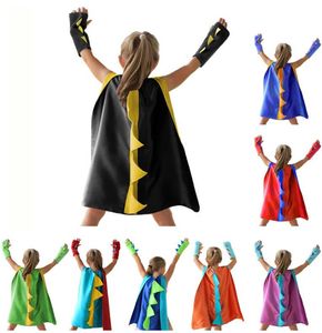 Cape de dinosaure Cosplay, châle, Costumes d'halloween, ensemble de Cape de dinosaure pour enfants avec gants, Costume de fête d'anniversaire, cadeaux pour enfants