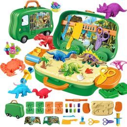 Dinsosaur Set Plasticine Modellering Educatief Luchtdroog Klei Speelgoed Creatief DIY Zacht Handgum Playdough Gemaakt Mold voor Kinderen Geschenken 240124