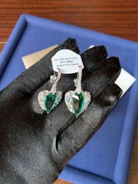 Luxe Thuis Japan en Zuid-Korea Barok Emerald Love Designer Oorbellen 925 Silver Ear Nail Net