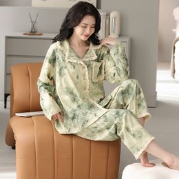 DIO2023Pyjama femme de haute qualité en coton à fibres longues ensemble pyjama femme femme desigher pijamas mujer cadeau de noël