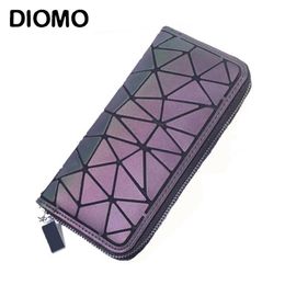 Diomo portefeuille femelle zipper mince fine sac à main portefeuille de longs portefeuilles d'embrayage géométrique sac argent y190701295g
