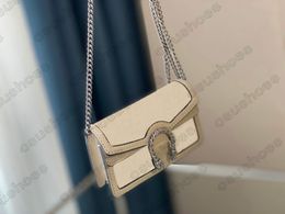 Dionysuss Snake Mini Chain Bag Womens Designer Crossbody Vintage Tiger Head Diamond White and Beige Canvas Closure Small Purse on Chains 476432 499623 421970