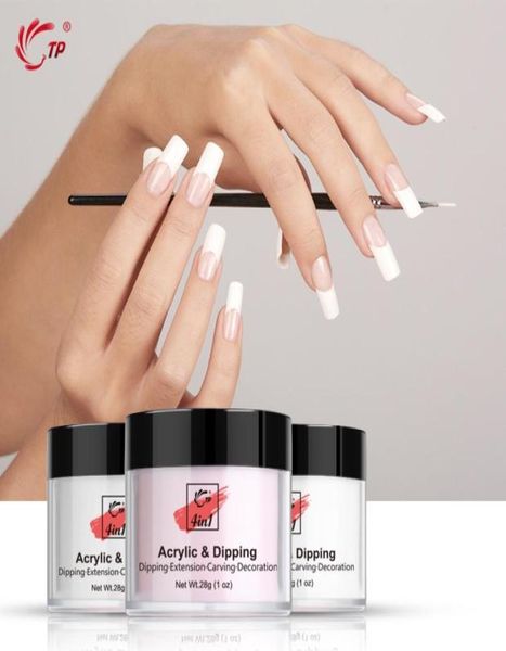 Dip Powder French Talling Extension 4in1 Polvo de inmersión seca natural sin lámpara Manicura de brillo Manicura Pink Clear8534374