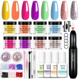 Dip Powder Ups Glitter Bonding Kit de polvo con taladro de uñas Sin necesidad CURA CURA NAPUNA DE LA NAPUESTA DIEMPLE DE LA NAVIA Decoración de uñas 240401