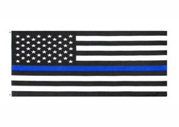Direct usine entière 3x5Fts 90cm x 150cm agents d'application de la loi états-unis police américaine mince ligne bleue drapeau DHB10884673247