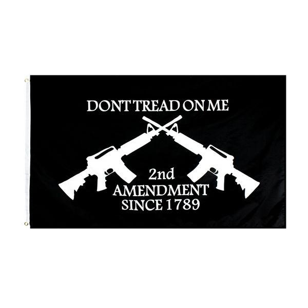 2nd Amendement Flag FREEShipping Usine directe en gros 3x5Fts 90x150cm Ne marchez pas sur moi M16 Fusils croisés Commande mixte pour la décoration